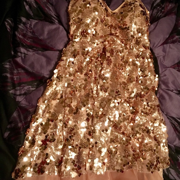 NWT Sweetheart Champagne Sequin Mini Dress! - Picture 4 of 8